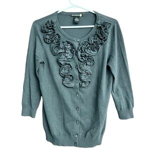 Sweaterworks Grey Cardigan‎ Floral Sweater Size S